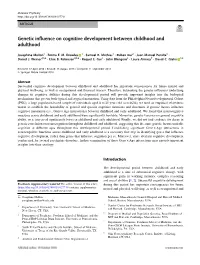 Genetic Influence on Cognitive Development Between Childhood