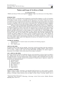Nature and Scope of Archives a Study