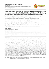 Paralytic Toxin Profiles of Xanthid Crab Atergatis Floridus Collected on Reefs