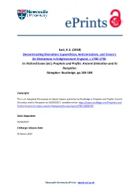 Superstition, Anticlericalism, and Cicero's De Divinatione in Enlightenment England, C.1700-1730