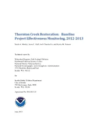 Thornton Creek Restoration: Baseline Project Effectiveness Monitoring, 2012-2013