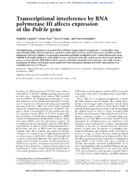Transcriptional Interference by RNA Polymerase III Affects Expression of the Polr3e Gene