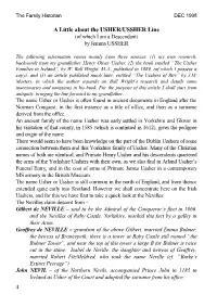 A Little About the USHER/USSHER Line (Of Which I Am a Descendant) by Jemma USSHER