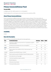 Blueprint Genetics Primary Immunodeficiency Panel
