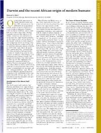 Darwin and the Recent African Origin of Modern Humans