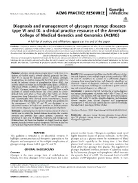 GSD VI and IX Practice Guidelines 2019