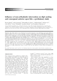 Influence of Non-Orthodontic Intervention on Digit Sucking and Consequent Anterior Open Bite: a Preliminary Study
