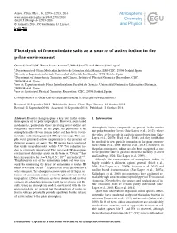 Photolysis of Frozen Iodate Salts As a Source of Active Iodine in the Polar Environment