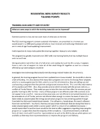Residential Bers Survey Results Talking Points