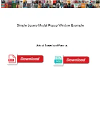 Simple Jquery Modal Popup Window Example