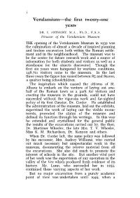 Verulamium—The First Twenty-One Years