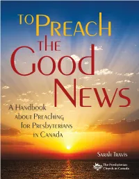 A Handbook About Preaching for Presbyterians in Canada