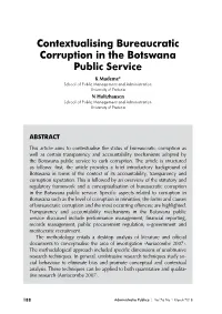 Contextualising Bureaucratic Corruption in the Botswana Public