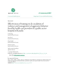 Effectiveness of Training on De-Escalation of Violence And