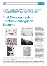 First Developments of Electronic Navigation Systems