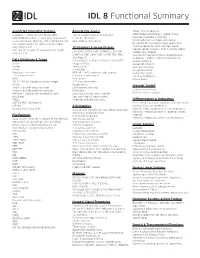 IDL 8 Functional Summary