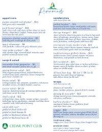 Riverwinds Spring/Summer Menu