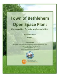Town of Bethlehem Open Space Plan: Conservation Criteria Implementation