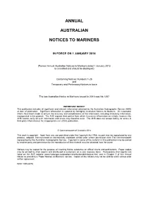 Annual Australian Notices to Mariners Dated 1 January 2013 Is Cancelled and Should Be Destroyed)