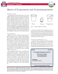 Basics of Evaporation and Evapotranspiration