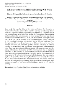 Efficiency of Slow Sand Filter in Purifying Well Water