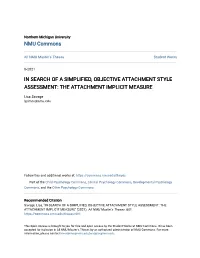 In Search of a Simplified, Objective Attachment Style Assessment: the Attachment Implicit Measure