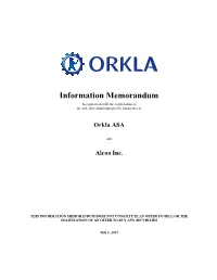 Information Memorandum in Connection with the Combination of the Soft Alloy Aluminium Profile Businesses Of