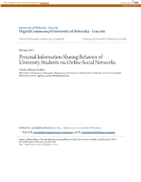 Personal Information Sharing Behavior of University
