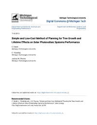 Simple and Low-Cost Method of Planning for Tree Growth and Lifetime Effects on Solar Photovoltaic Systems Performance