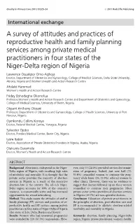 A Survey of Attitudes and Practices of Reproductive Health And