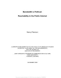 Bandwidth Is Political: De-Peering, Net Neutrality and Internet Governance