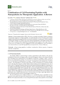 Combination of Cell-Penetrating Peptides with Nanoparticles for Therapeutic Application: a Review