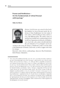 Fromm and Horkheimer – on the Fundamentals of Critical Theory's