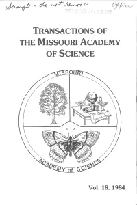 Transactions of the Missouri Academy of Science