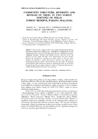 Community Structure, Diversity and Biomass of Trees in Two Forest Subtypes of Pekan Forest Reserve, Pahang, Malaysia