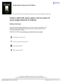 Inside a Dark Hall: Space, Place, and Accounts of Some Single-Theatres in Kolkata