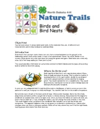 Objectives Introduction Where Do Birds Live?