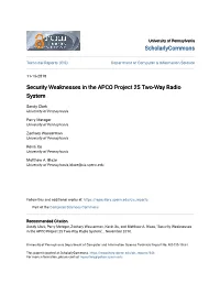 Security Weaknesses in the APCO Project 25 Two-Way Radio System
