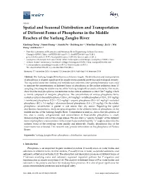 Spatial and Seasonal Distribution and Transportation of Different Forms of Phosphorus in the Middle Reaches of the Yarlung Zangbo River