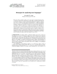 Strategies for Analyzing Tone Languages1