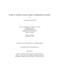 The Effect of Ad Libitum Concentrate Feeding on Crib-Biting Behavior in the Horse