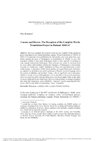 The Reception of the Complete Works Translation Project in Finland, 2002-131