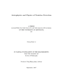 Astrophysics and Physics of Neutrino Detection