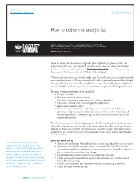 How to Better Manage Jet Lag