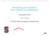 Presenting Your Research: NLP Conference Submissions