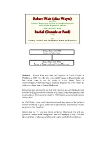 Robert Wait (Alias Wayte) Rachel (Daniels Or Ford)