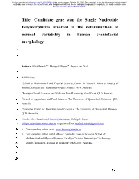 Title: Candidate Gene Scan for Single Nucleotide