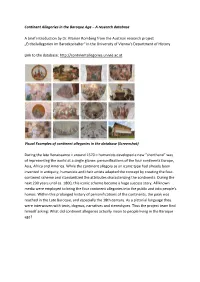 Continent Allegories in the Baroque Age – a Research Database a Brief