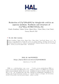[Cp*2Mo2o5] by Thioglycolic Acid in an Aqueous Medium