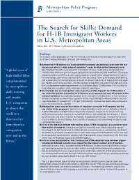 Demand for H-1B Immigrant Workers in US Metropolitan Areas